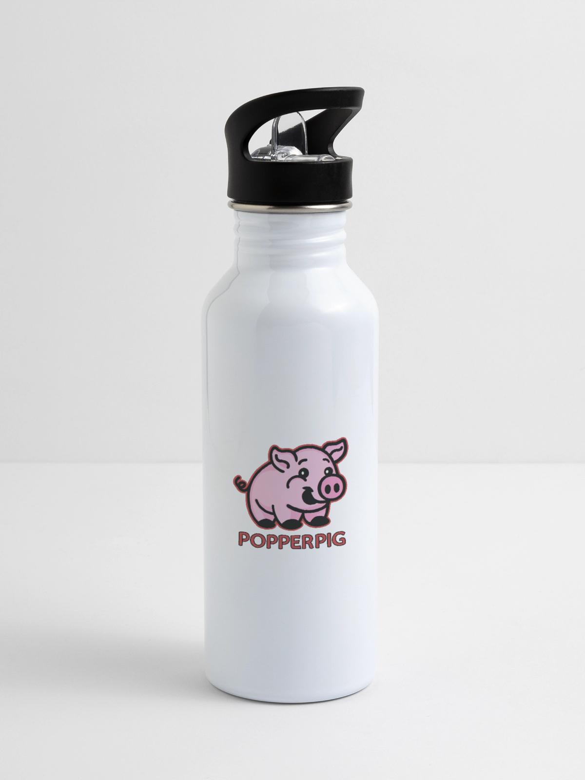 popper pig - 20 oz Water Bottle - white - Right