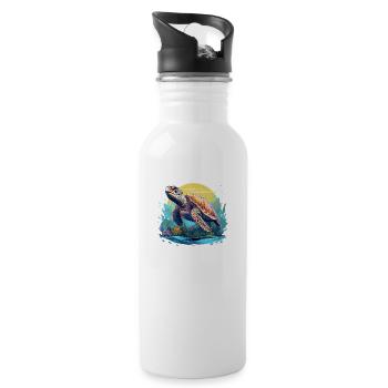 Serene Underwater Turtle - 20 oz Water Bottle - white - Right