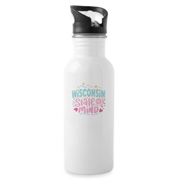 Wisconsin State Of Mind - 20 oz Water Bottle - white - Right