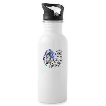 This Girl Runs On Jesus And Horses - 20 oz Water Bottle - white - Right