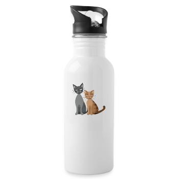 Two Cats - 20 oz Water Bottle - white - Right