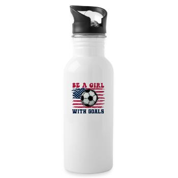 Be A Girl With Goals Funny Soccer Girl - 20 oz Water Bottle - white - Right