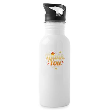Brown Leaves Thankful Thank You Thanksgiving - 20 oz Water Bottle - white - Right