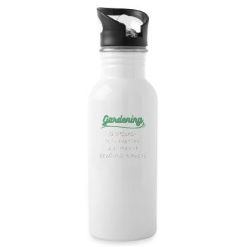 Gardening is cheaper than therapy flowers - 20 oz Water Bottle - white - Right
