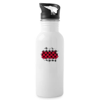 Christmas Buffalo plaid red & white design - 20 oz Water Bottle - white - Right