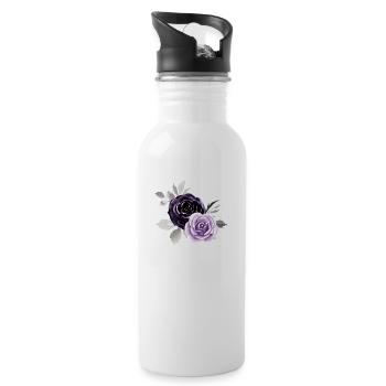 Dark Purple and Lilac Roses - 20 oz Water Bottle - white - Right