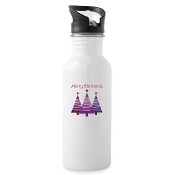 Minimalist Merry Christmas Pines - 20 oz Water Bottle - white - Right