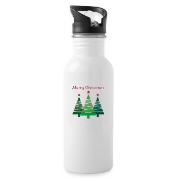Minimalist Merry Christmas Pines - 20 oz Water Bottle - white - Right