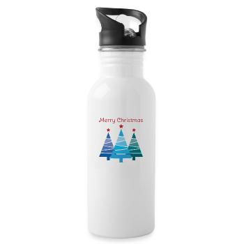 Minimalist Merry Christmas Pines - 20 oz Water Bottle - white - Right