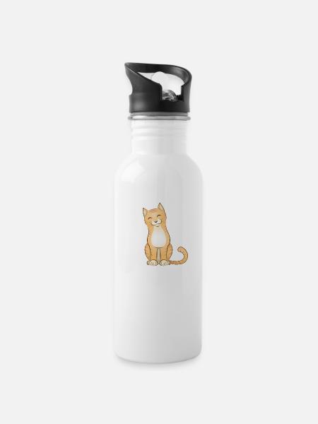 cat - 20 oz Water Bottle - white