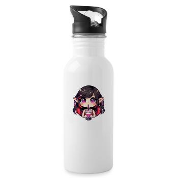 Elf Girl Drinking a Cosmic Galaxy Boba Tea - 20 oz Water Bottle - white - Right