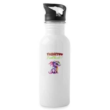 Tomorrow, I Will Be OK - Cute Dragon Inspirational - 20 oz Water Bottle - white - Right