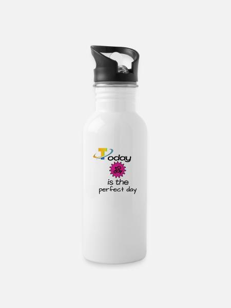 today is the perfect day - 20 oz Water Bottle - white