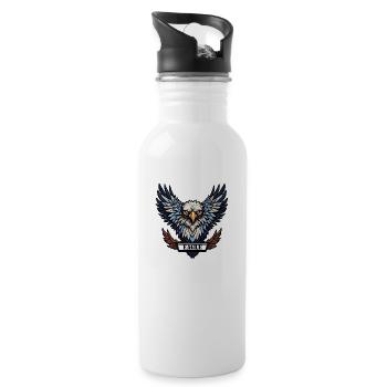 Eagle Emblem Symbol - 20 oz Water Bottle - white - Right