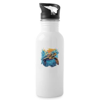 Serene Underwater Turtle - 20 oz Water Bottle - white - Right