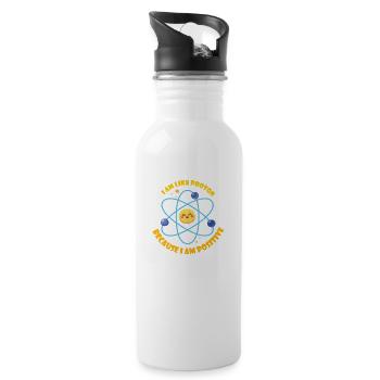 i am like proton because i am positive - 20 oz Water Bottle - white - Right
