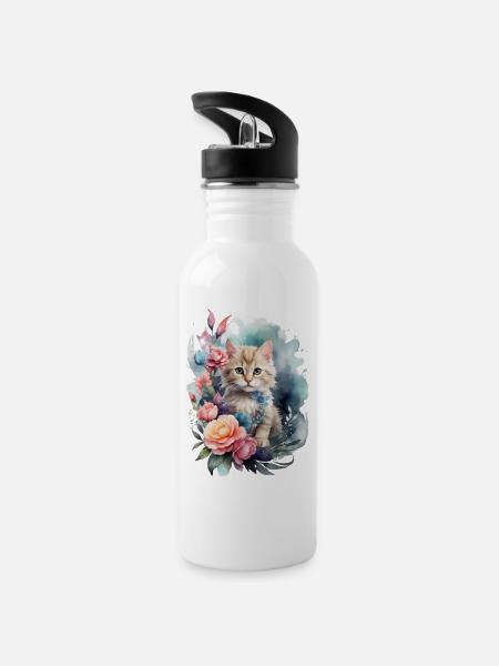 Fantasy Kitten1 - 20 oz Water Bottle - white