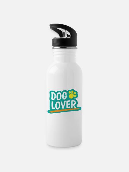 Cheerful Dog Lover - 20 oz Water Bottle - white
