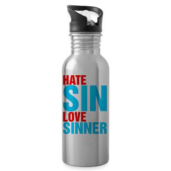 Hate The Sin Love The Sinner - 20 oz Water Bottle - silver - Right