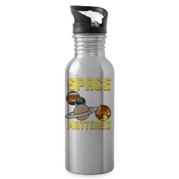 Cute & Funny Space Was Cool Before It Mattered Pun - 20 oz Water Bottle - silver - Right