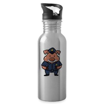 Police security piglets pig children gift - 20 oz Water Bottle - silver - Right