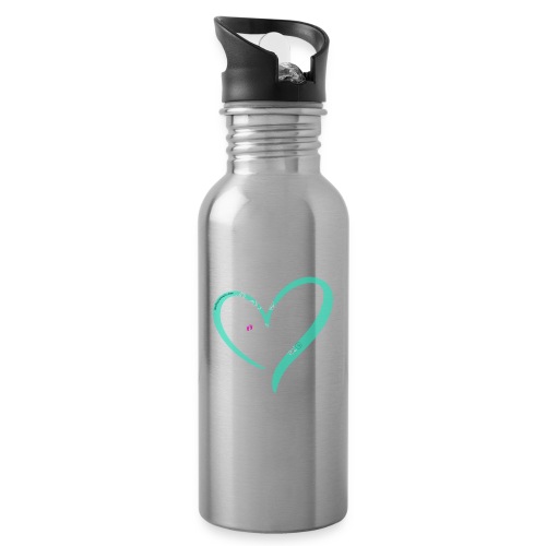 Let's Doula This, LLC Logo with Green heart - Water Bottle