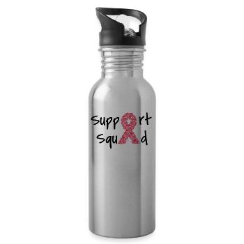 Breast Cancer Awareness Breast Cancer Support - 20 oz Water Bottle - silver - Right