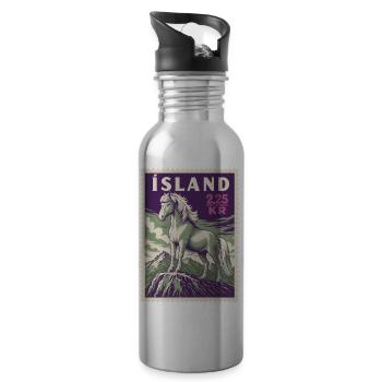 Vintage 1958 Icelandic Horse Postage Stamp Art - 20 oz Water Bottle - silver - Right