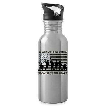land of the free urban camo Troops - 20 oz Water Bottle - silver - Right