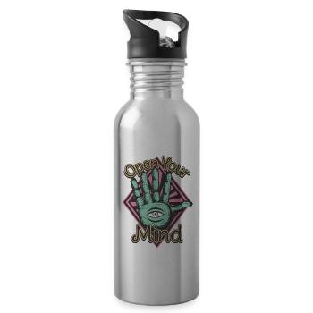 open your mind - 20 oz Water Bottle - silver - Right