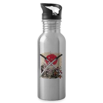 Japanese Mask Sword Japan Martial Arts - 20 oz Water Bottle - silver - Right