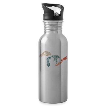Great lakes USA, Michigan Lake Erie Lake - 20 oz Water Bottle - silver - Right