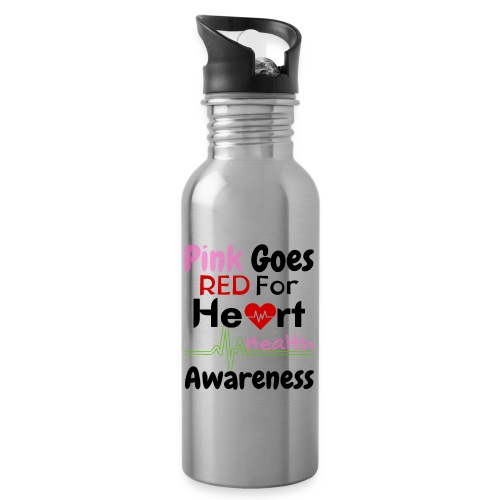 AKA Pink Goes Red, For Heart Health Awareness - Water Bottle