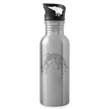Heavy Metal Unicorn - 20 oz Water Bottle - silver - Right