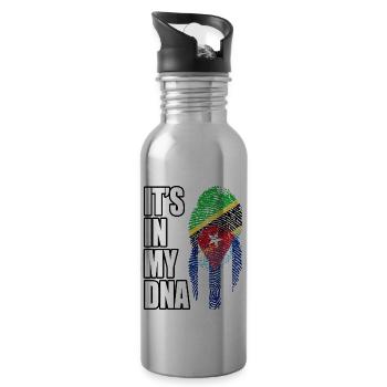 Tanzanian And Cuban Vintage Heritage DNA Flag - 20 oz Water Bottle - silver - Right