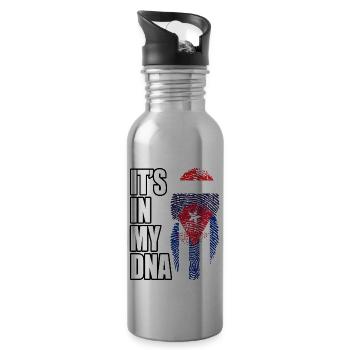 Thai And Cuban Vintage Heritage DNA Flag - 20 oz Water Bottle - silver - Right