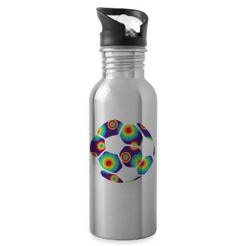 Colorful Soccer Ball Sports Lover - 20 oz Water Bottle - silver - Right