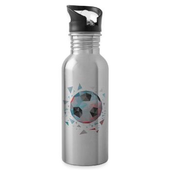 Poly Art Soccer Ball Sports - 20 oz Water Bottle - silver - Right