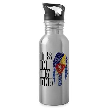 Tokelauan And Cuban Mix Heritage DNA Flag - 20 oz Water Bottle - silver - Right