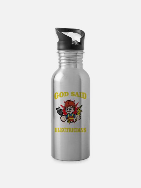 Funny Christian Electrician Joke - 20 oz Water Bottle - silver