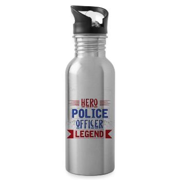 Police Officer Dad Policeman Father - 20 oz Water Bottle - silver - Right