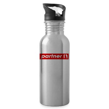 Fantastic Partner Tee Design - 20 oz Water Bottle - silver - Right