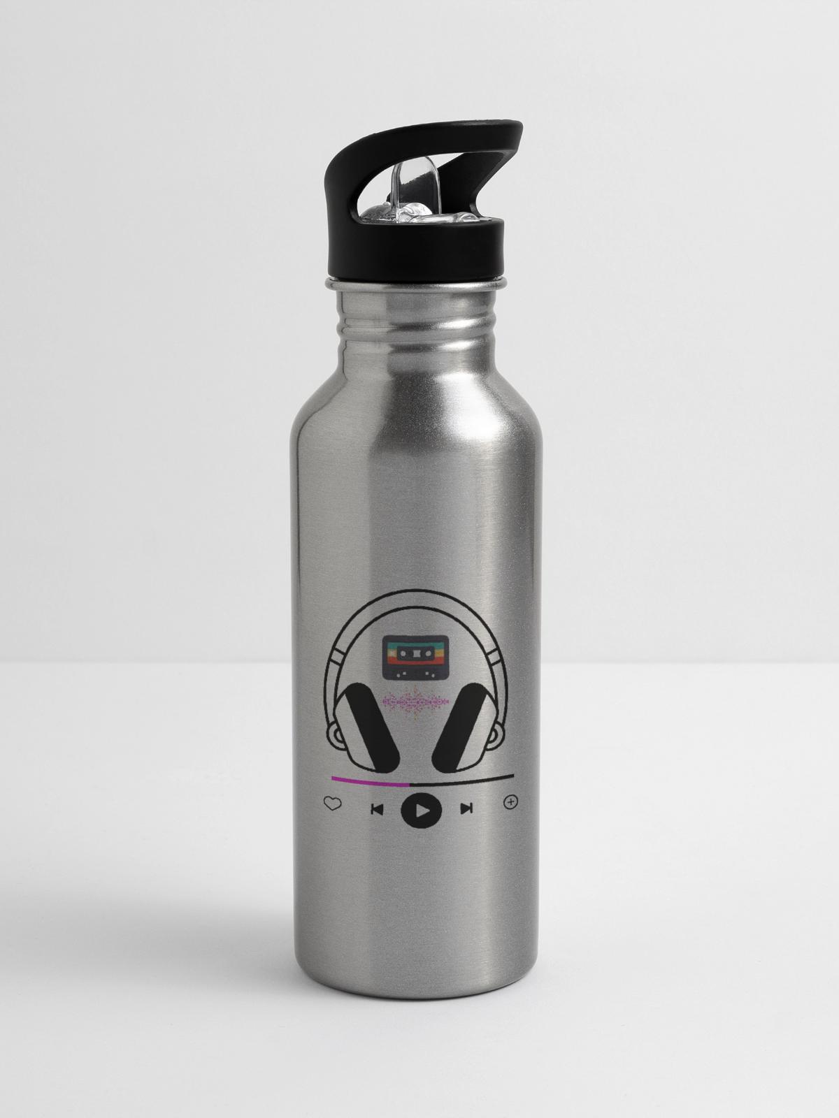 play music - 20 oz Water Bottle - silver - Right
