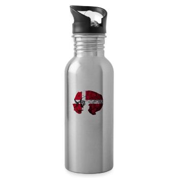 Denmark, Danish Flag , Till Valhalla, Viking - 20 oz Water Bottle - silver - Right