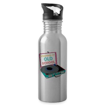 Old School Vinyl Music Lover - 20 oz Water Bottle - silver - Right
