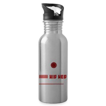 Old School Vinyl Hip Hop Music - 20 oz Water Bottle - silver - Right