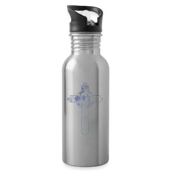Jesus Cross Religious Pastor Faith - 20 oz Water Bottle - silver - Right