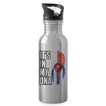 Malagasy And Cuban Mix Heritage DNA Flag - 20 oz Water Bottle - silver - Right