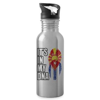Macedonian And Cuban Mix Heritage DNA Flag - 20 oz Water Bottle - silver - Right