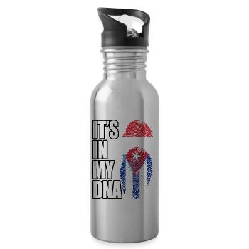 Luxembourgish And Cuban Mix Heritage DNA Flag - 20 oz Water Bottle - silver - Right